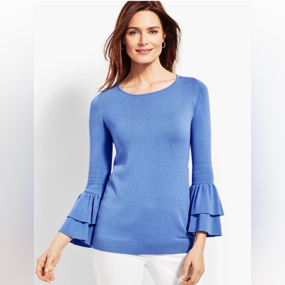 NWOT TALBOTS DOUBLE-FLOUNCE SLEEVE TUNIC SIZE XL BLUE